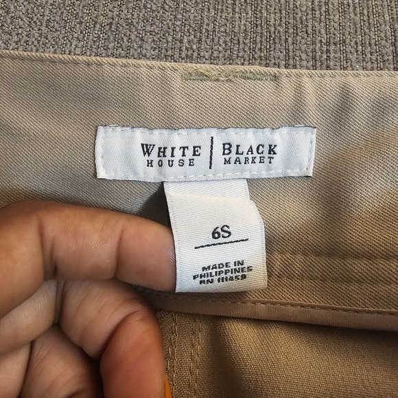 White House Black Market Tan Khaki Slim Leg Office Work Dress Pants Size 6S - Picture 5 of 8